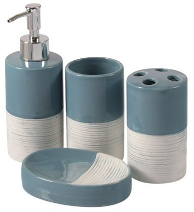 SET ACCESORIO BANO AZUL / BLANCO 3PZS 847712 / GX20S185 (18 x 7cm / 11 x 7cm / 9 x 12cm)