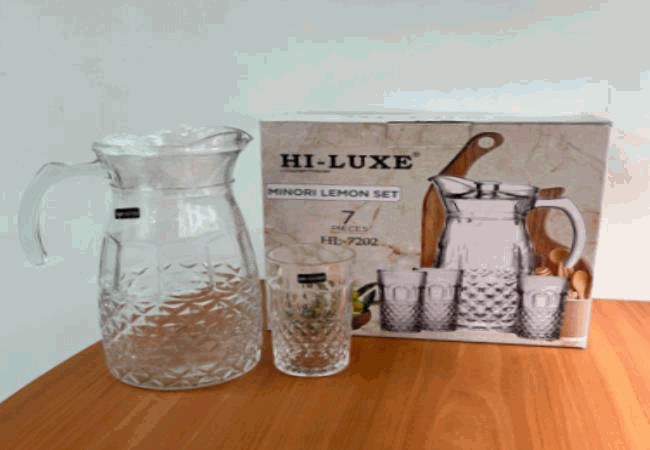 SET JARRA &amp; 6 VASOS DISENO MINORI S08047 / HL-7202M (1400ml - 255ml)