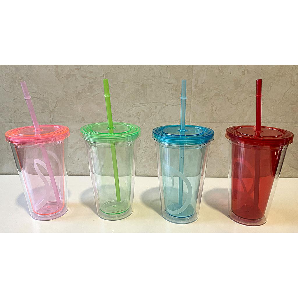 VASO TOMATODO CON SORBETE TRANSPARENTE VARIOS COLORES IC1100-08 (15.5cm)