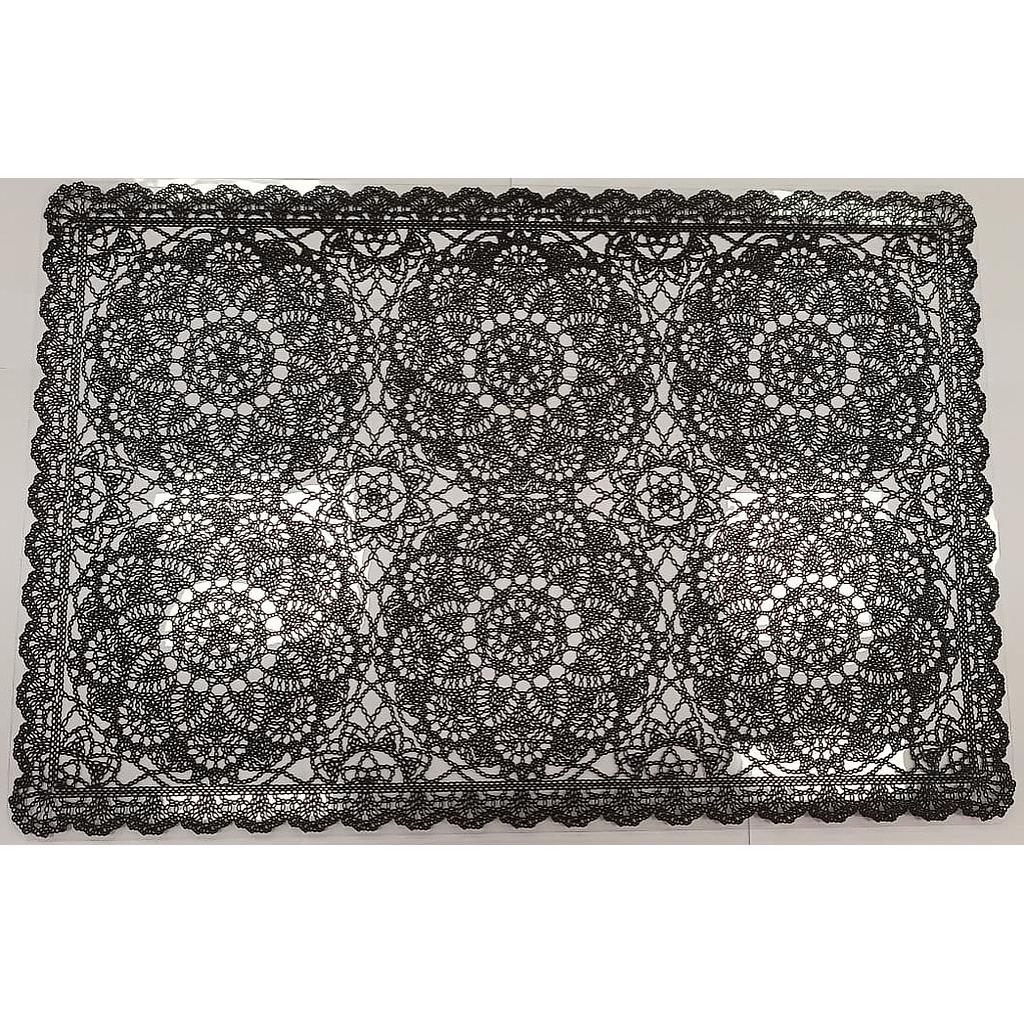 INDIVIDUAL RECTANGULAR NEGRO / BLANCO FLOR IC1120-48 (45 x 30cm)