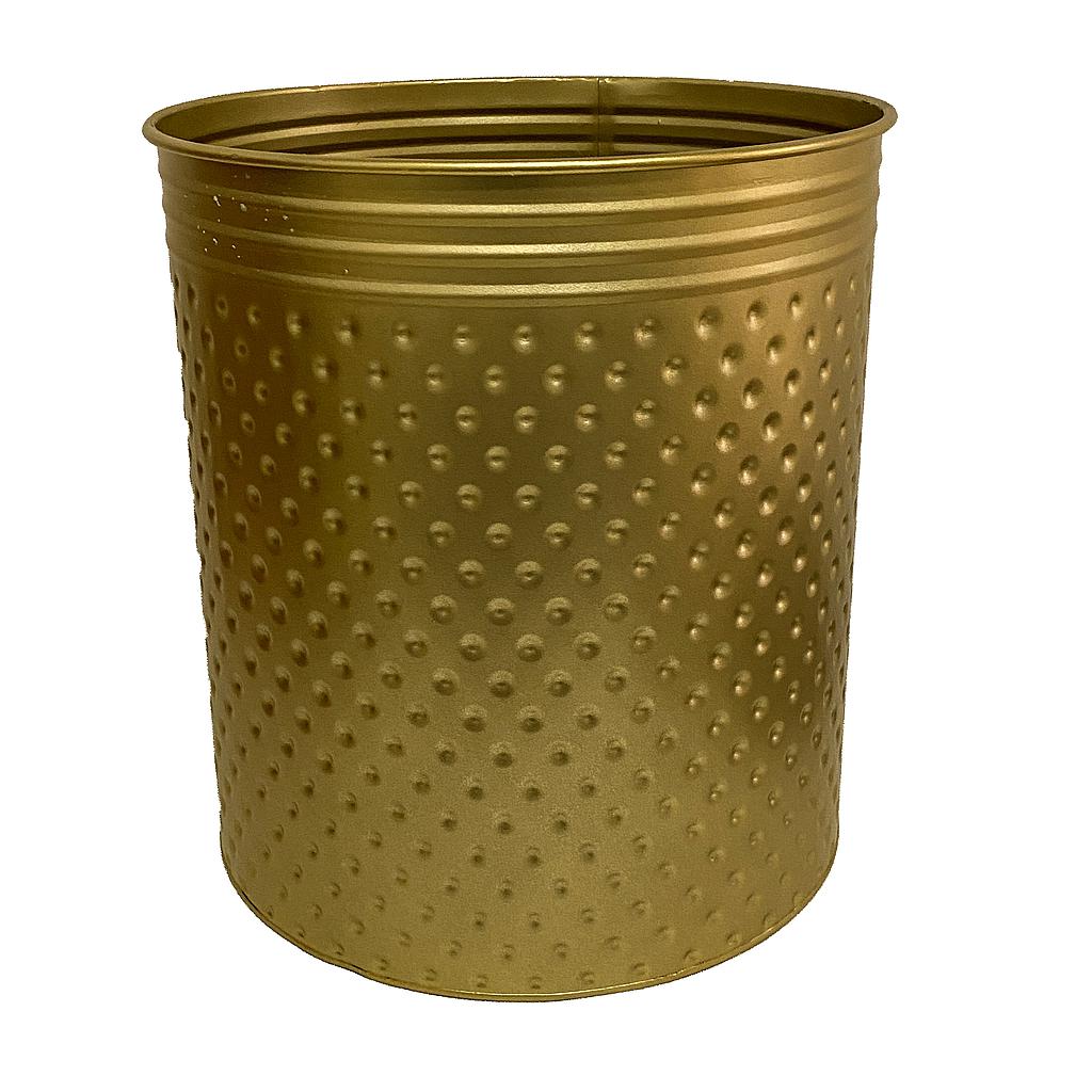 MACETA METAL MARTILLADO DORADO PEQUEÑA CON BASE FZ3000490P (25 x 25cm)