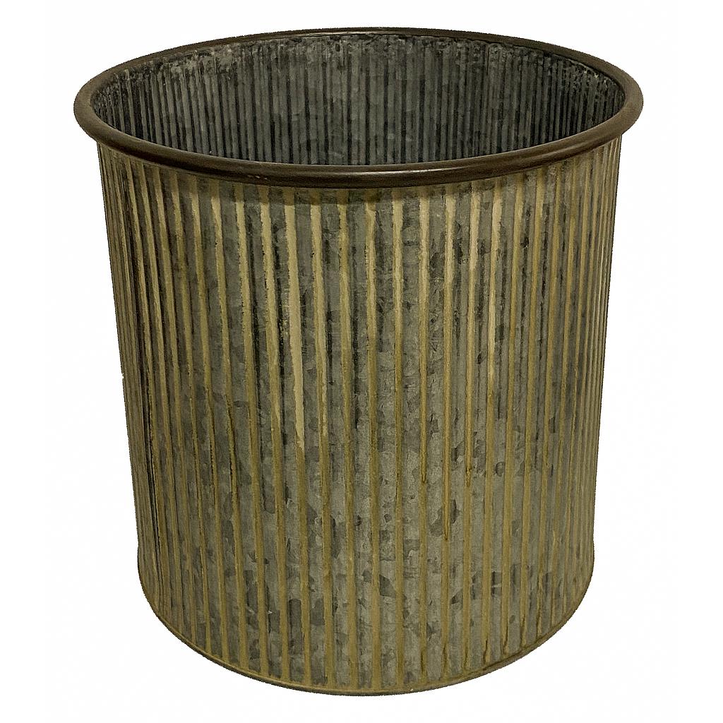 MACETA METAL MARTILLADO MARRON GRANDE CON BASE FZ3001080G (24 x 24cm)