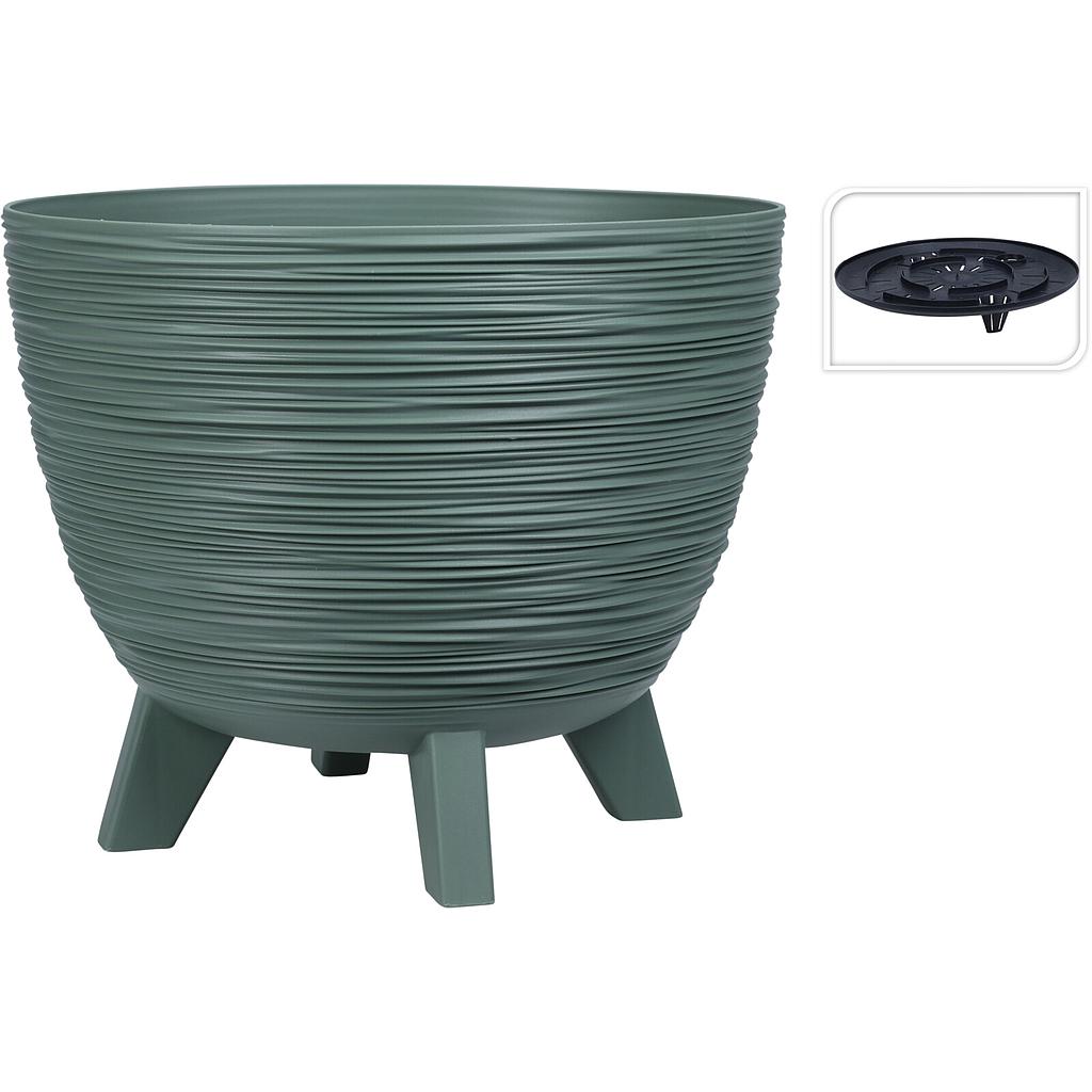 MACETA CIRCULAR CON PATAS VERDE Y89300350 (29 x 24cm)