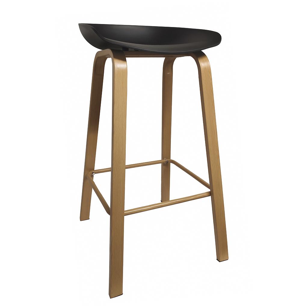 TABURETE NEWARK BAJO NEGRO PATAS NATURAL A-88-NGB (65cm)