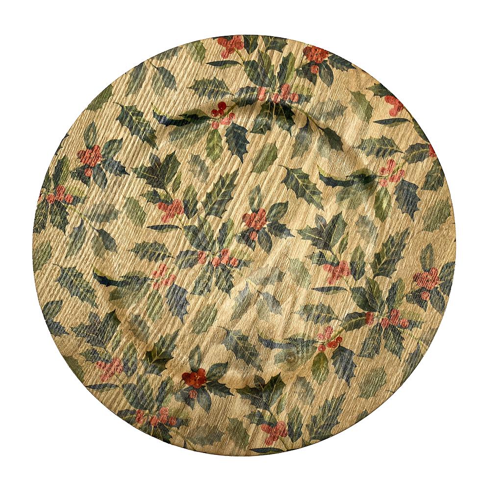 PLATO BASE NAVIDEÑO MADERADO DISEÑO CEREZA IC1109-09