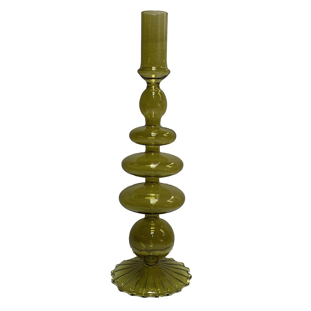 CANDELABRO VIDRIO CILINDRO 5 PISOS VERDE IC1003-14