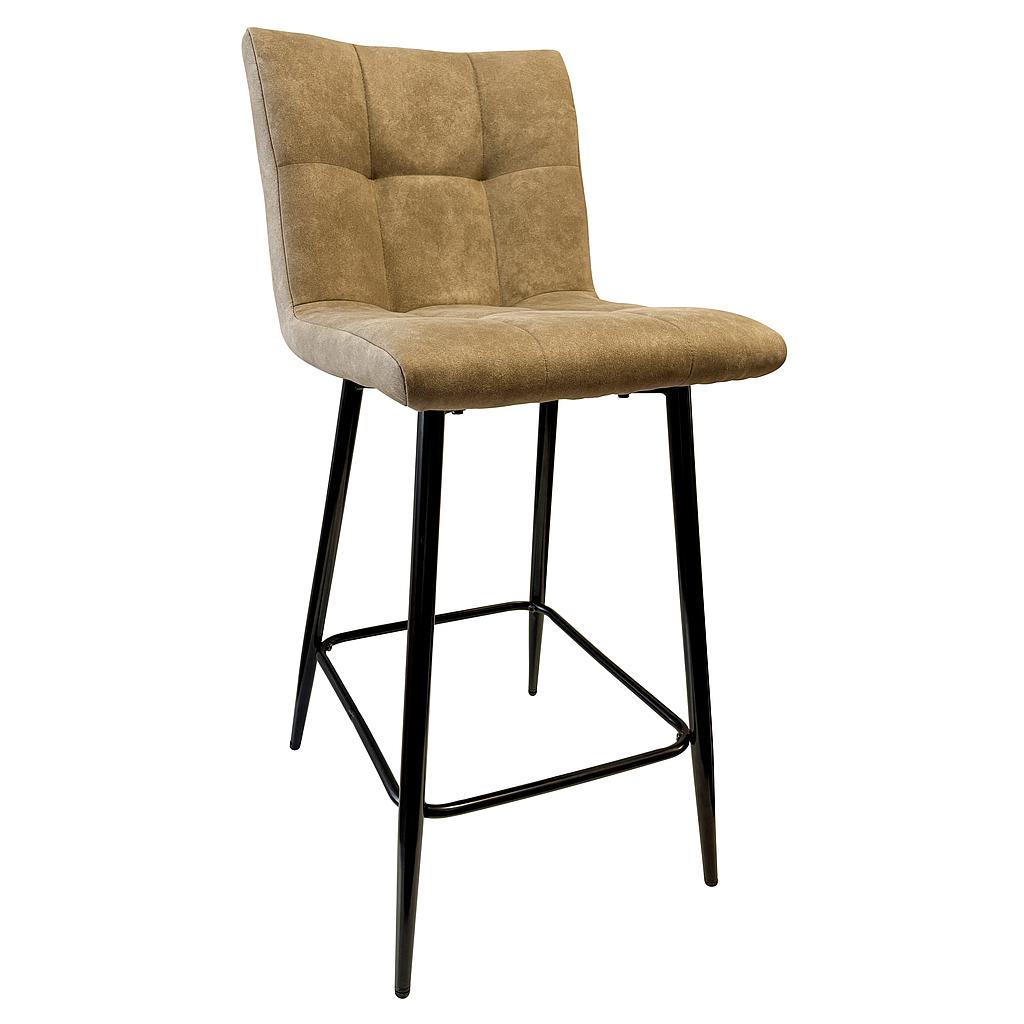 TABURETE LIRQUEN CUERINA BEIGE PATAS NEGRAS E4307B (48 x 41 x 65cm)