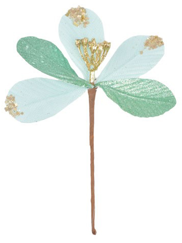 ADORNO NAVIDENO FLOR VERDE 276281 / ES24327 (13cm)