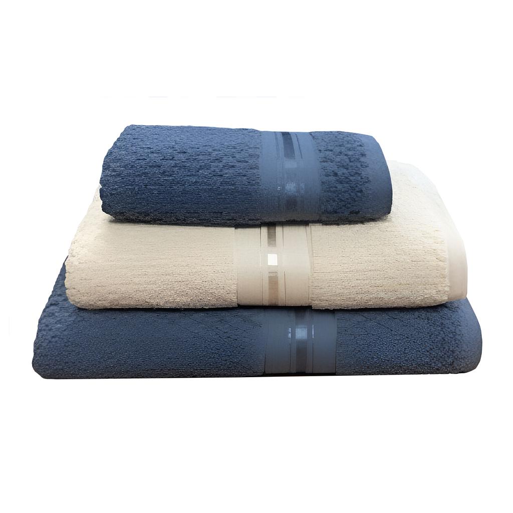 SET TOALLAS AZUL CREMA 3PZS 22470757 (140 x 70 / 40 x 70cm)