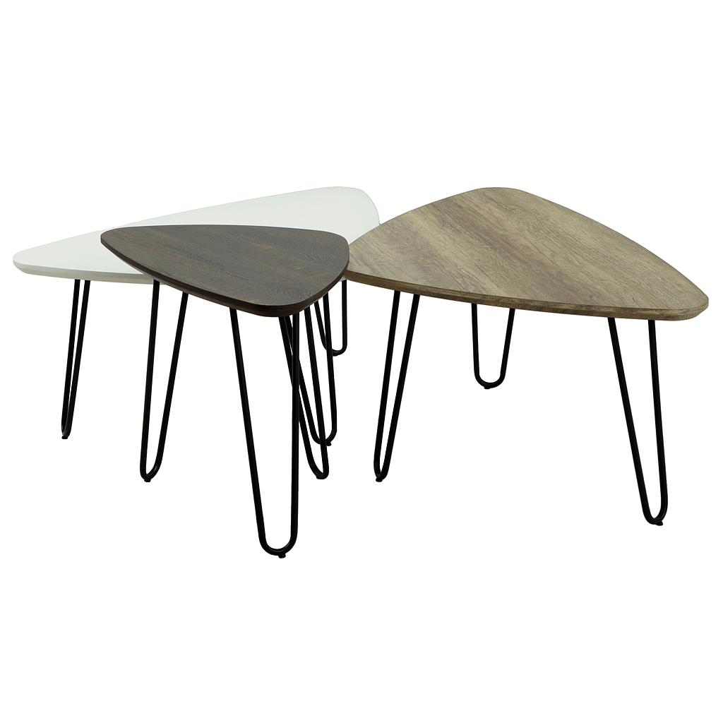 MESA AUXILIAR SNOW TRIANGULAR CAFE CLARO PATAS NEGRAS GCT622-2PRGR