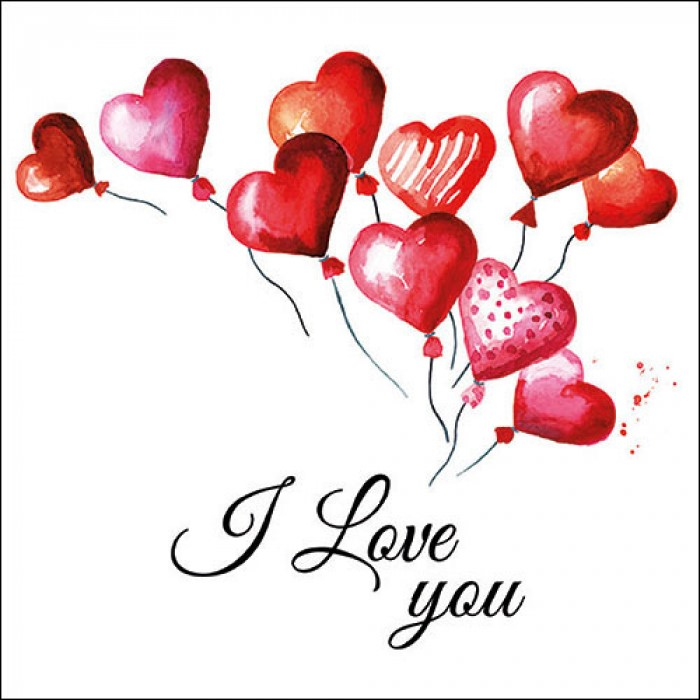 SERVILLETAS DISEÑO LOVE BALLONS 20PZS 13317070 (33 x 33cm)