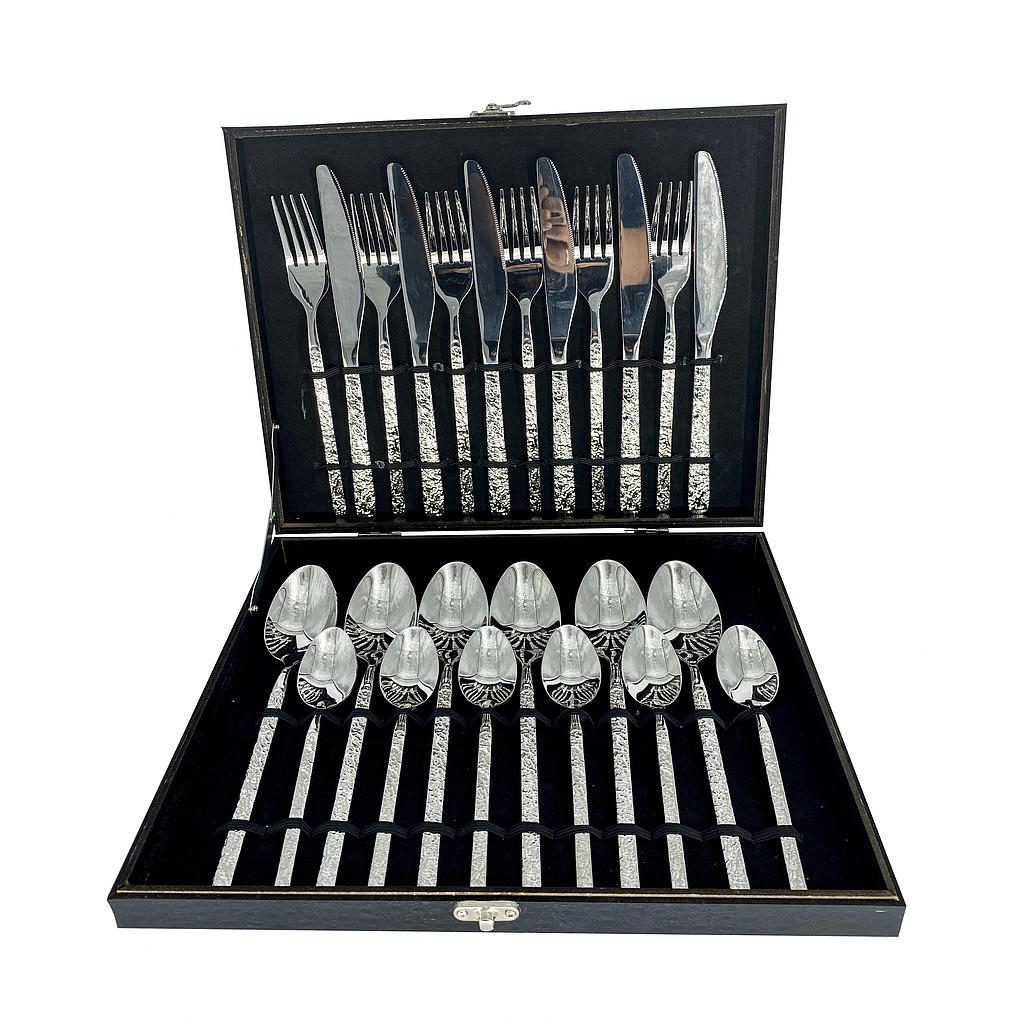 JUEGO CUBIERTOS ACERO INOX DISEÑO PIEDRA 24PZS 4HM14-4