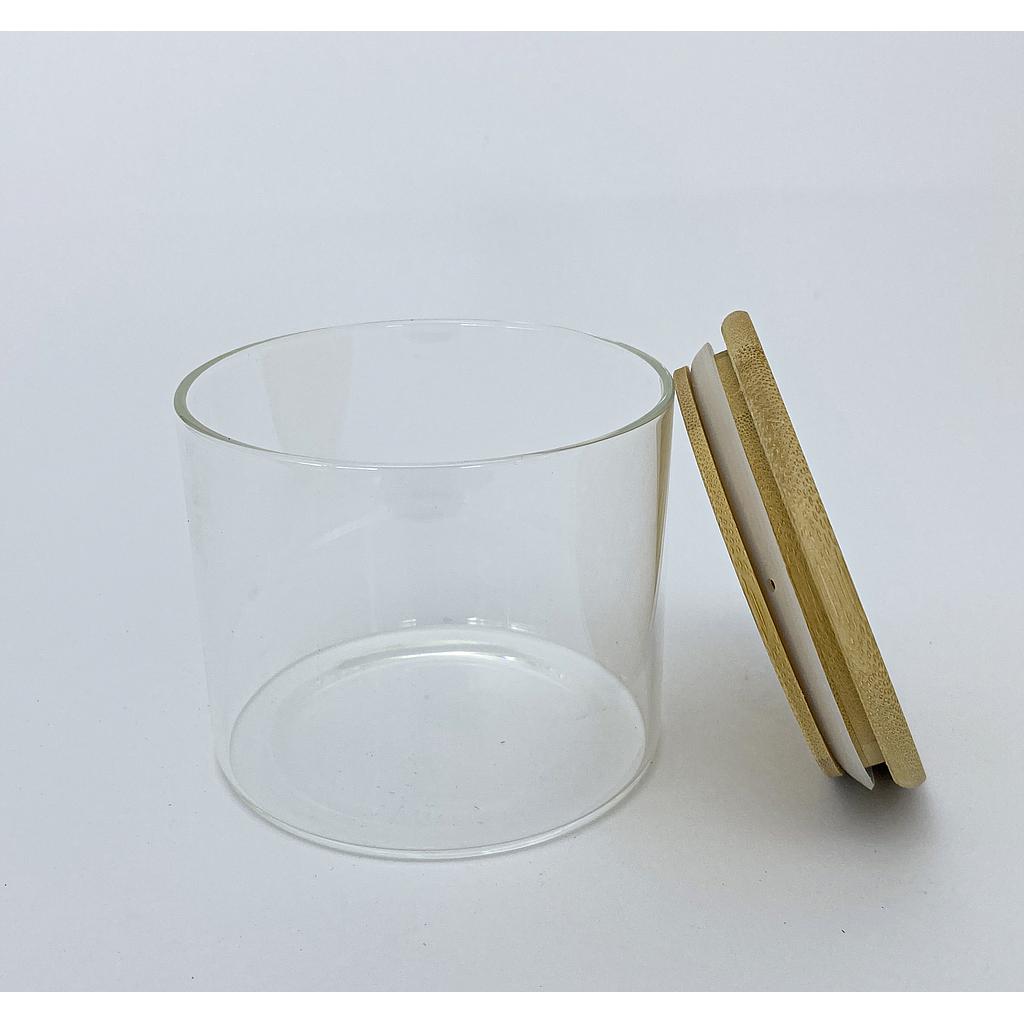 CONTENEDOR DE VIDRIO TAPA BAMBOO 4HM37-7 (9.8 x 9.8cm)