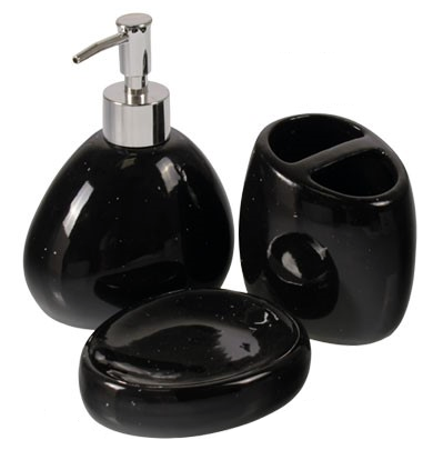 SET ACCESORIO BANO NEGRO 3PZS 818578 / GS23008 (15 x 10cm / 10 x 11cm / 10 x 9cm)