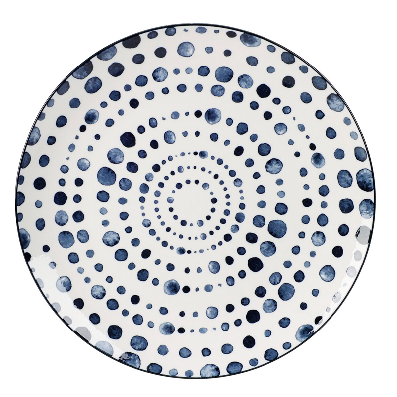 PLATO TENDIDO PORCELANA DISEÑO BOLITAS AZULES Q96000790A (20cm)