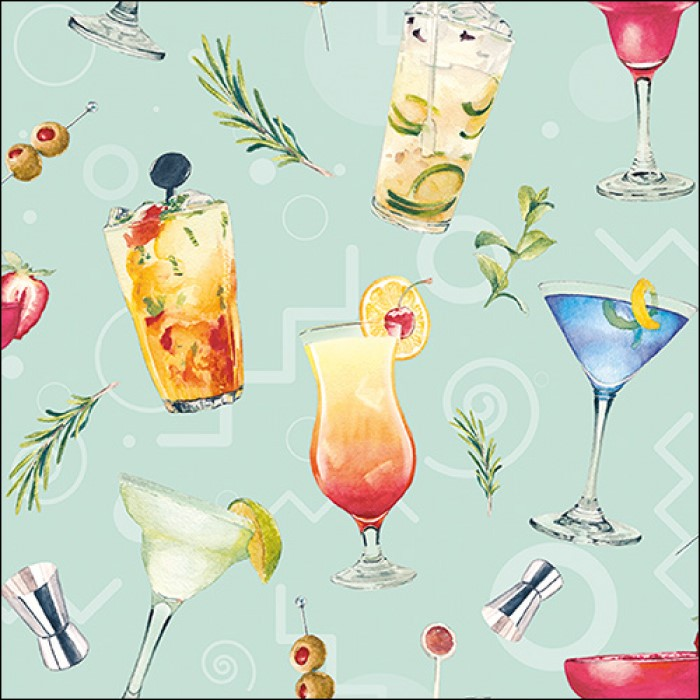 SERVILLETAS DISEÑO COCTELES 20PZS 13317225 (33 x 33cm)