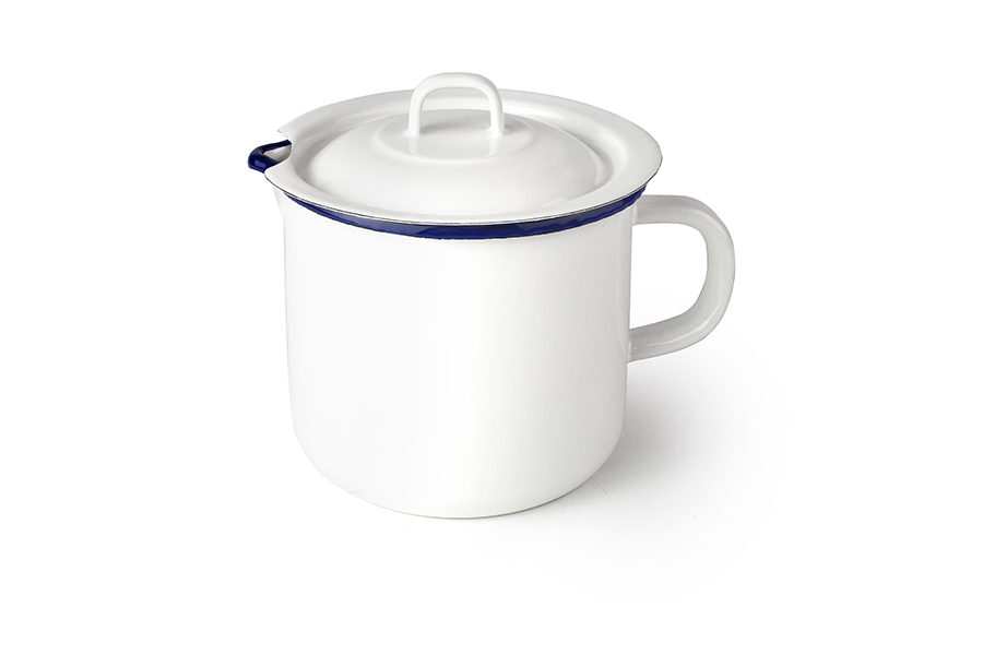HERVIDOR LECHE CACEROLA CON TAPA BLANCO ACERO ESMALTADO 906514 (13 x 14cm / 1.75lt)