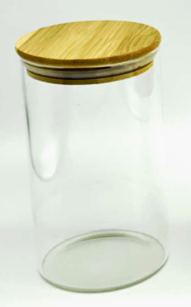 FRASCO VIDRIO CON TAPA MADERA F23961 (1000ml)