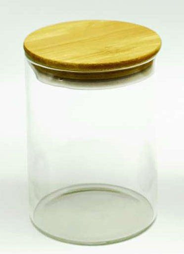 FRASCO VIDRIO CON TAPA MADERA F23962 (750ml)