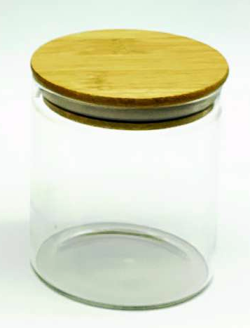 FRASCO VIDRIO CON TAPA MADERA F23963 (550ml)