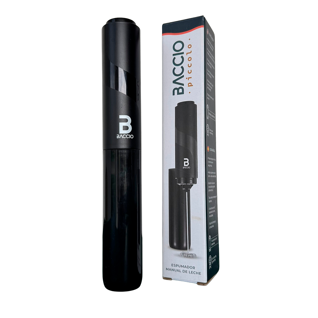 ESPUMANTE MANUAL A BATERÍAS BACCIO PICCOLO NEGRO CON TAPA PROTECTORA 7862140130190