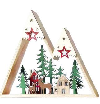 ADORNO NAVIDEÑO RENOS Y PINOS 086-0028 (21.5 x 25cm)