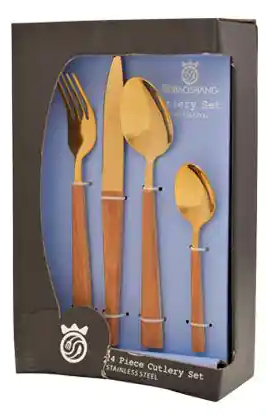 JUEGO CUBIERTOS DORADO ACERO INOX 24PZS 306588 / ES27566
