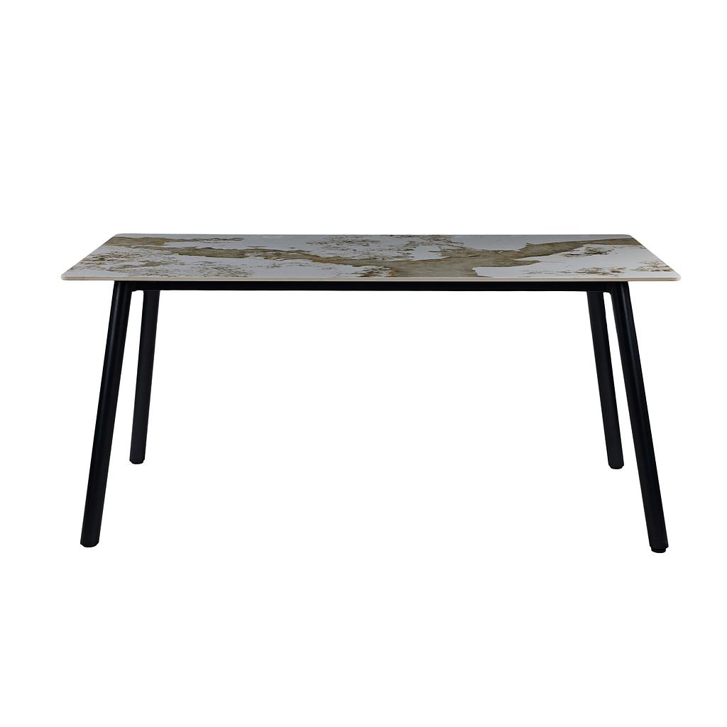 MESA DE COMEDOR PANDORA 2 BLANCO BEIGE BRILLANTE PORCELANATO MDT571B (160 x 80 x 76cm)