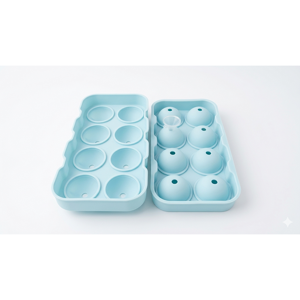 MOLDE SILICON HIELOS 8 BOLAS C/TAPA &amp; EMBUDO 4HM33-20 (24 x 12.5 x 5cm)