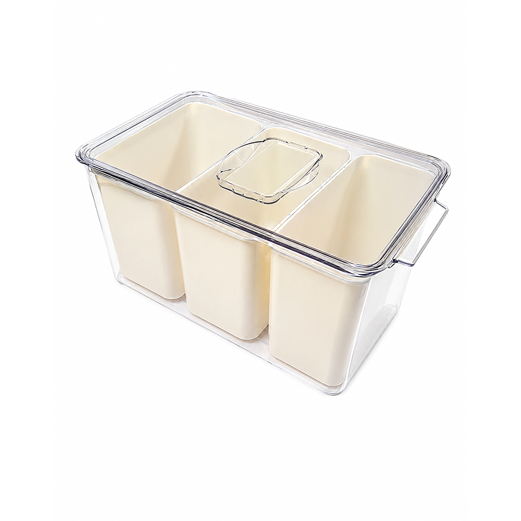 CAJA CONTENEDORA MULTIUSO RECTANGULAR CON TAPA PT408 (14 x 31.5 x 16cm)