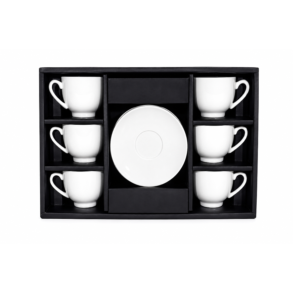 SET TAZA EXPRESSO C/PLATO BLANCO 12PZS IC1426-09 (90ml)