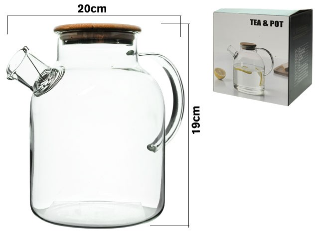 TETERA VIDRIO TAPA BAMBOO 256653 / TM1800 (20 x 19cm /1.8lt)