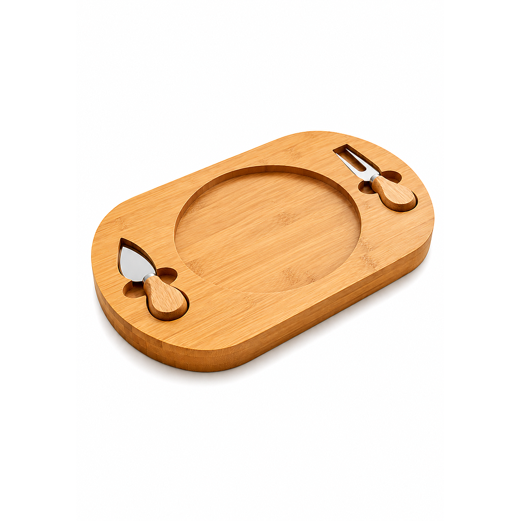 TABLA OVALADA DE PICAR  QUESO CON 2 ACCESORIOS F24767 (23 x 34cm)
