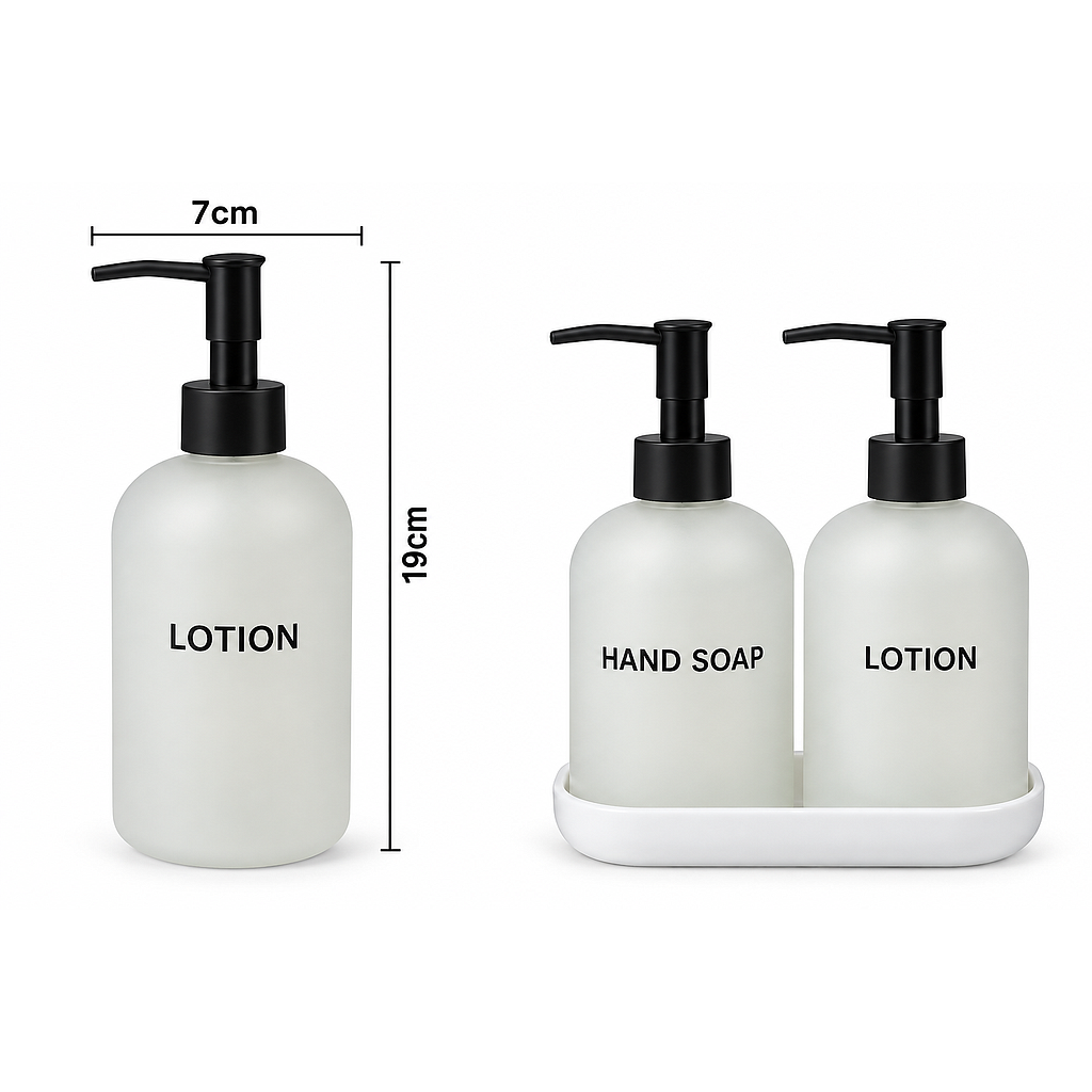 SET DISPENSADOR DE JABON LIQUIDO 2PZS 963499 / B5463VM-3S (19 x 7cm)