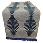 CAMINO DE MESA BORDADO HOJAS AZULES Y FLECO PDD-CC-2022-06 (36 x 183cm)