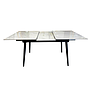 MESA DE COMEDOR MAIPO PORCELANATO BLANCO BRILLANTE PATAS NEGRAS EXTENSIBLE E1143 (130-170 x 90 x 75cm)