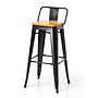TABURETE TAMPA METALICO GRIS OSCURO ASIENTO MADERA XRB-2004-D (42 x 42 x 85 x 66cm)