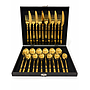 JUEGO CUBIERTOS ACERO INOX DORADO BRILLANTE 24PZS 4HM14-7B